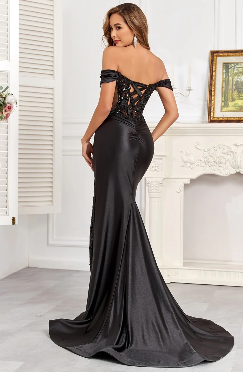 High Couture HC1003 Long Fitted Corset Formal Applique Prom Dress - Primitiveus