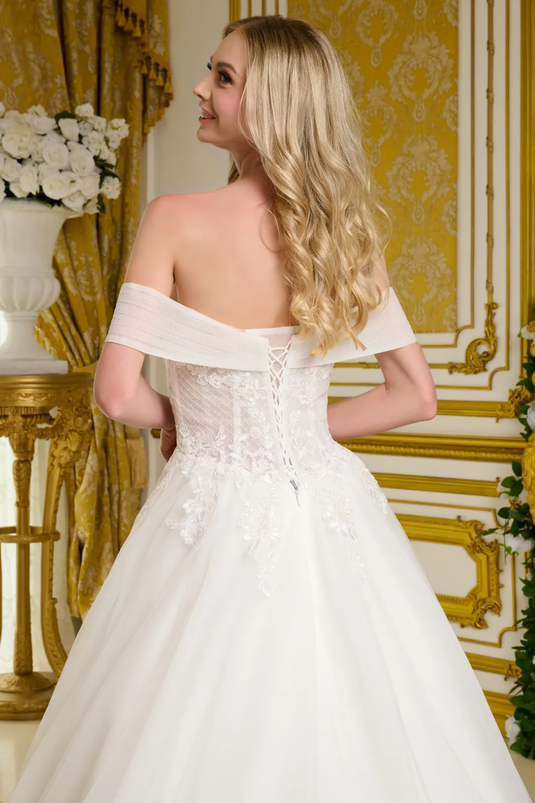 Long A Line Bridal Corset Wedding Dress - Primitiveus