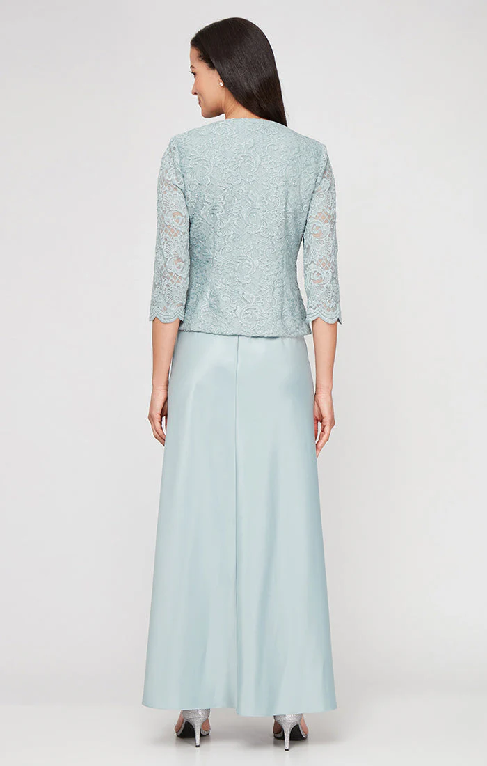 Alex Evenings 82122326 Long Petite Glitter Lace Mother of the Bride Jacket Dress - Primitiveus