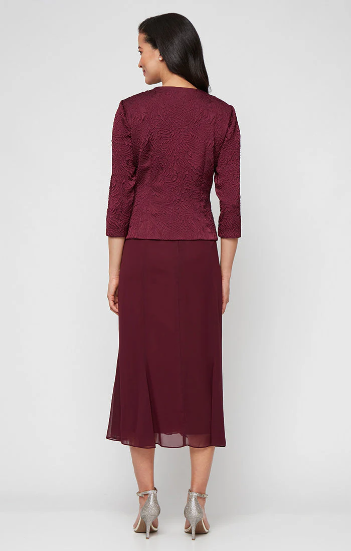 Alex Evenings 8225949 Short Cocktail Petite Mother of the Bride Tea Length Jacket Dress - Primitiveus