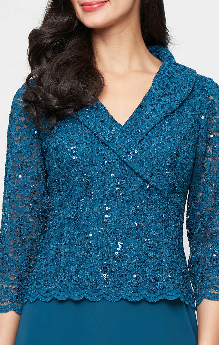 Alex Evenings 82122750 Long Lace Formal Mother of the Bride Petite Dress - Primitiveus