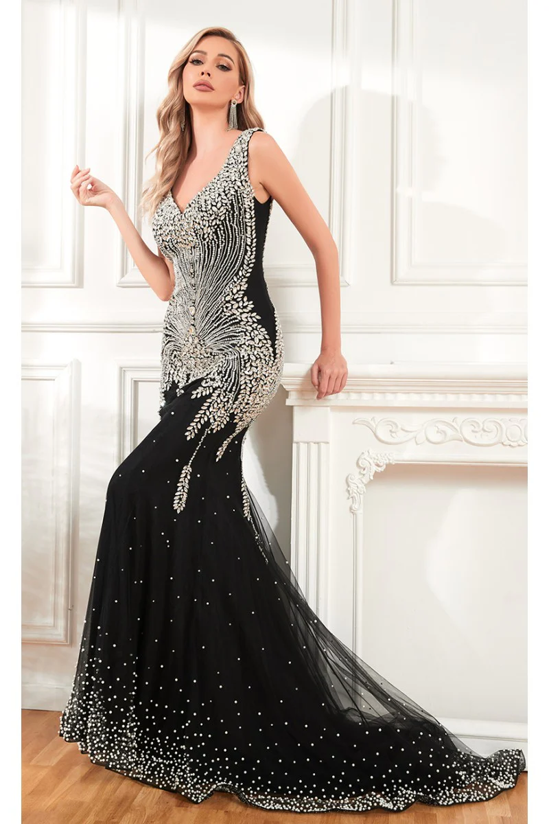 High Couture NR2341 Fitted Long Formal Evening Dress - Primitiveus