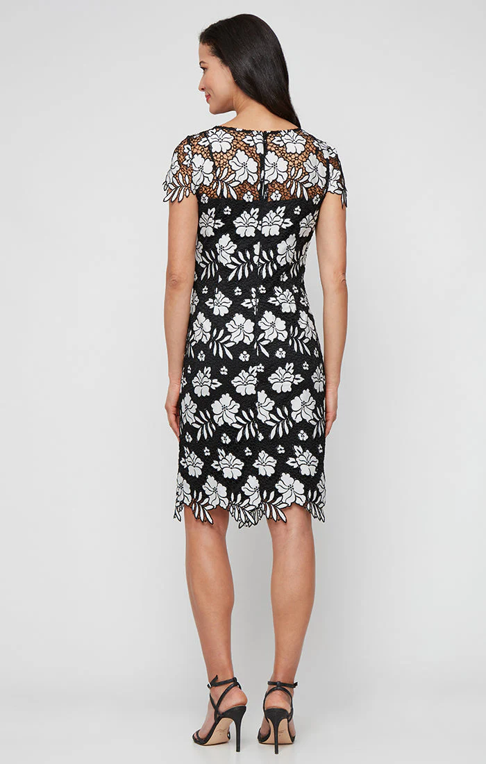 Alex Evenings 81122723 Short Fitted Floral Lace Cocktail Dress - Primitiveus