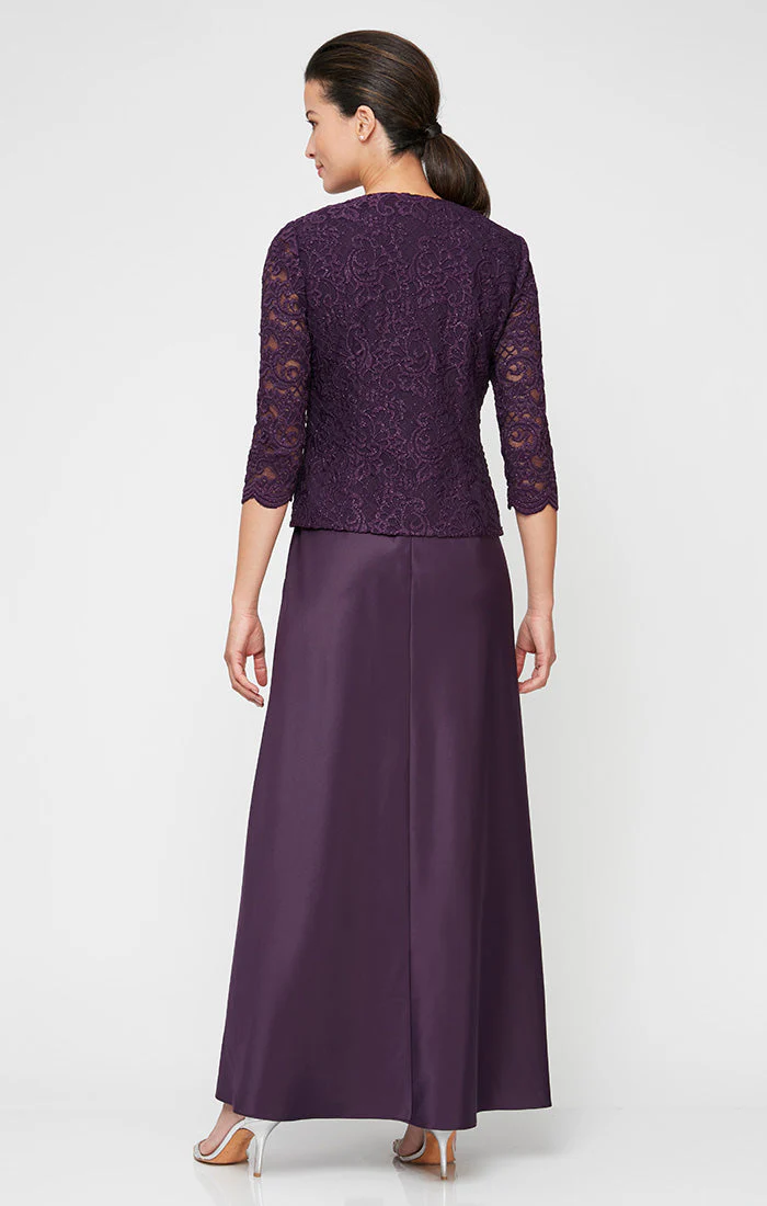 Alex Evenings 82122326 Long Petite Glitter Lace Mother of the Bride Jacket Dress - Primitiveus