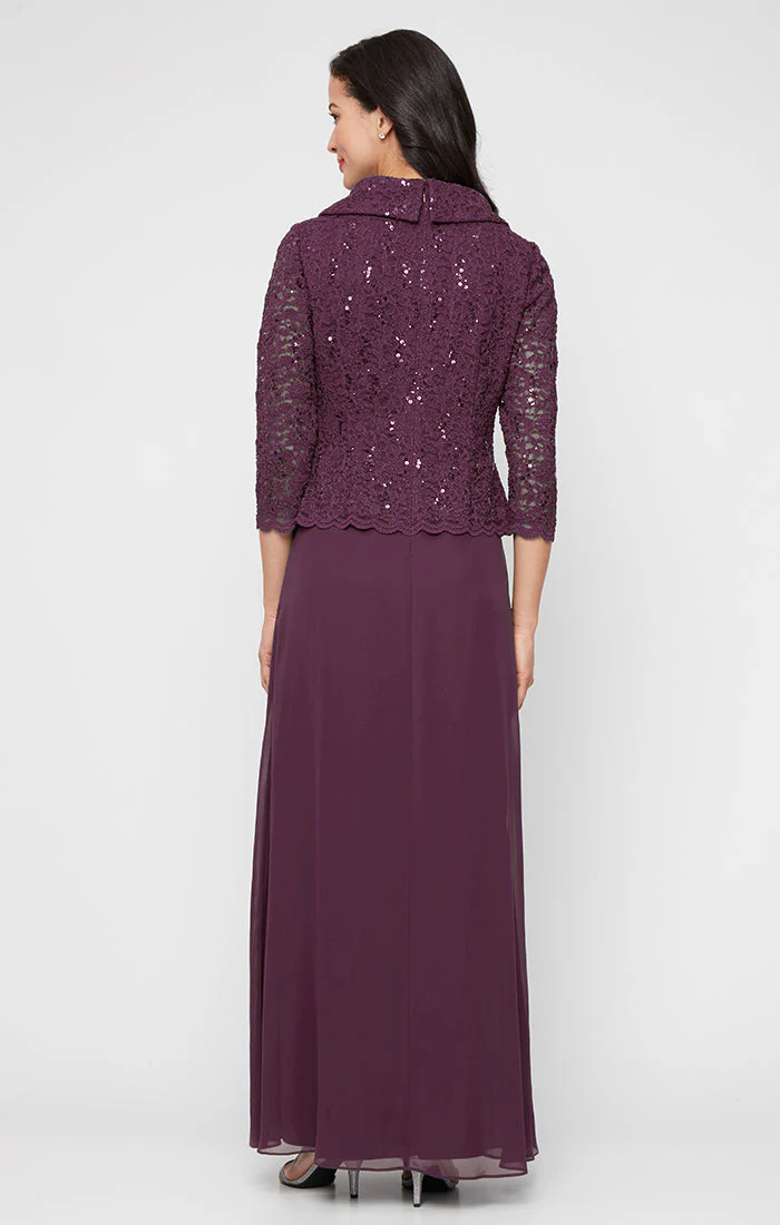 Alex Evenings 82122750 Long Lace Formal Mother of the Bride Petite Dress - Primitiveus