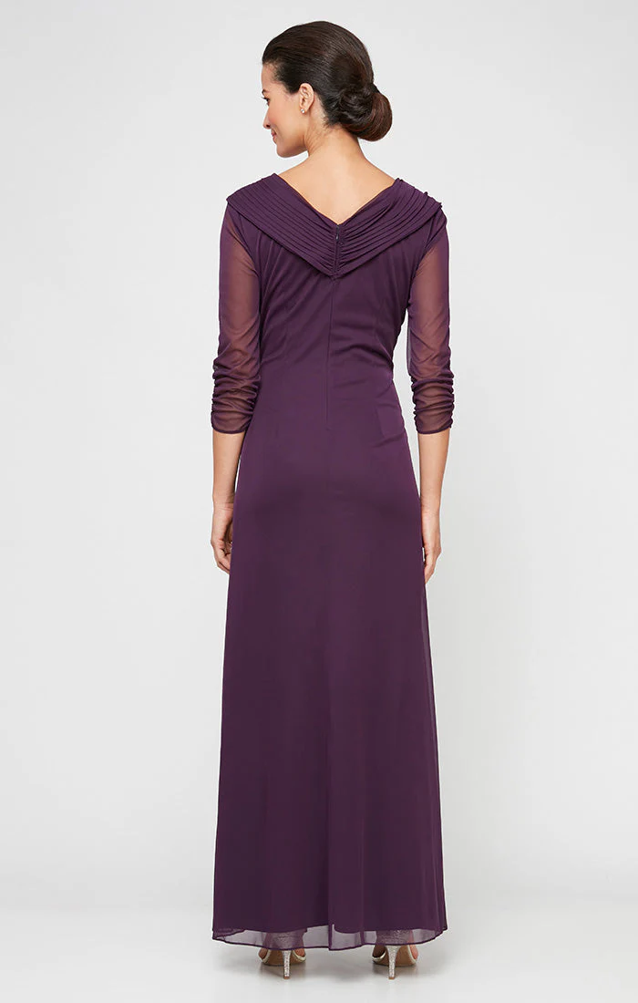 Alex Evenings 81321013 Formal Long Pleated Mother of the Bride Evening Dress - Primitiveus