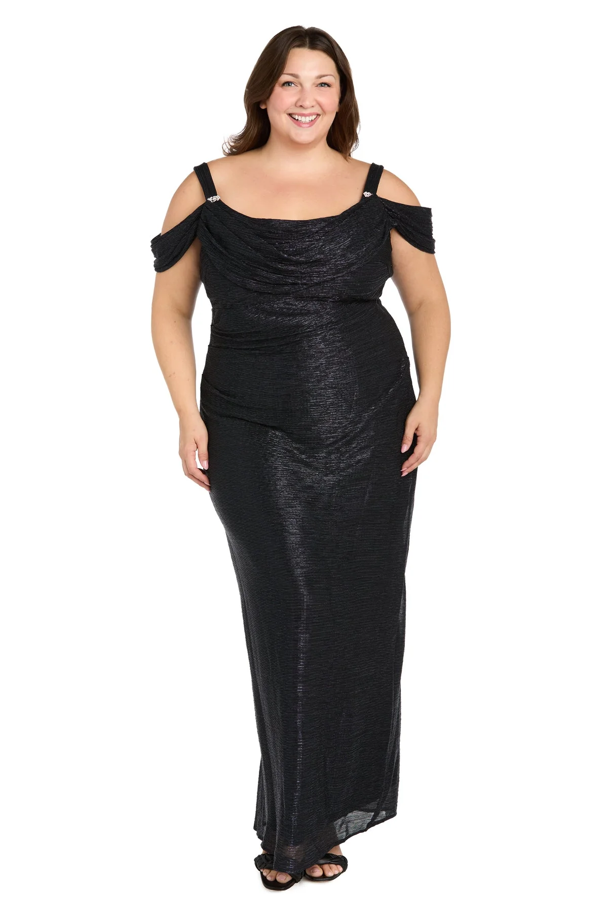 R&M Richards 3301W Plus Size Long Metallic Formal Evening Dress - Primitiveus