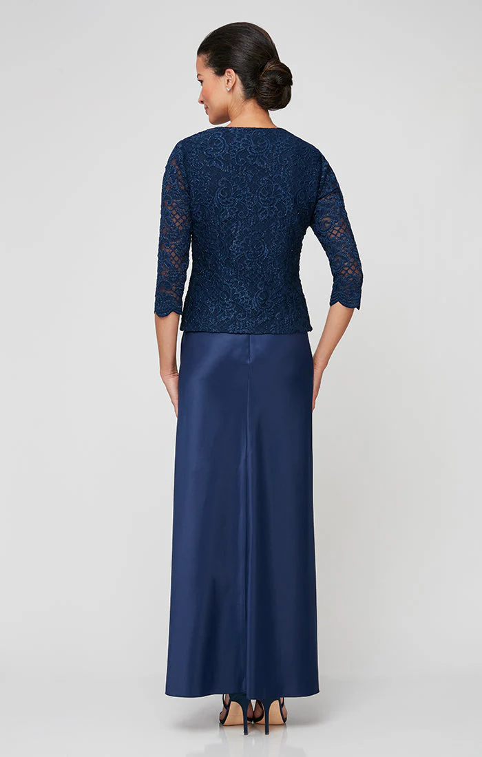 Alex Evenings 82122326 Long Petite Glitter Lace Mother of the Bride Jacket Dress - Primitiveus