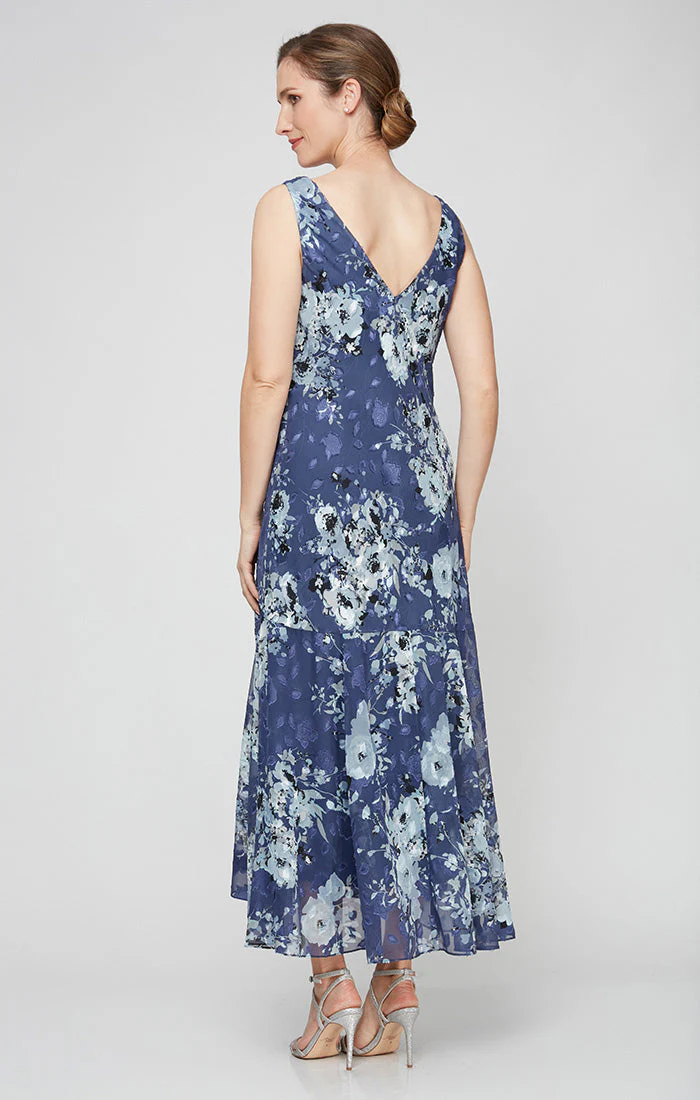 Alex Evenings 8175916 Tea Length Floral Print Formal Evening Dress - Primitiveus