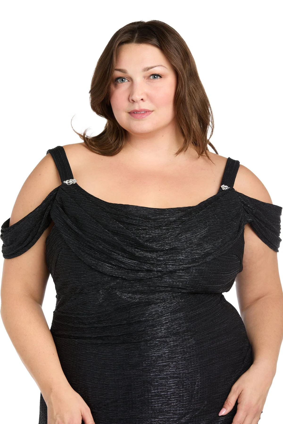 R&M Richards 3301W Plus Size Long Metallic Formal Evening Dress - Primitiveus