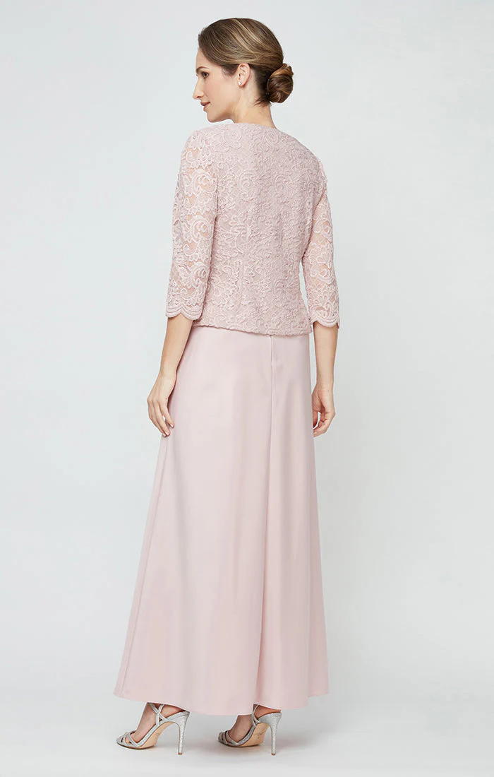 Alex Evenings 82122326 Long Petite Glitter Lace Mother of the Bride Jacket Dress - Primitiveus