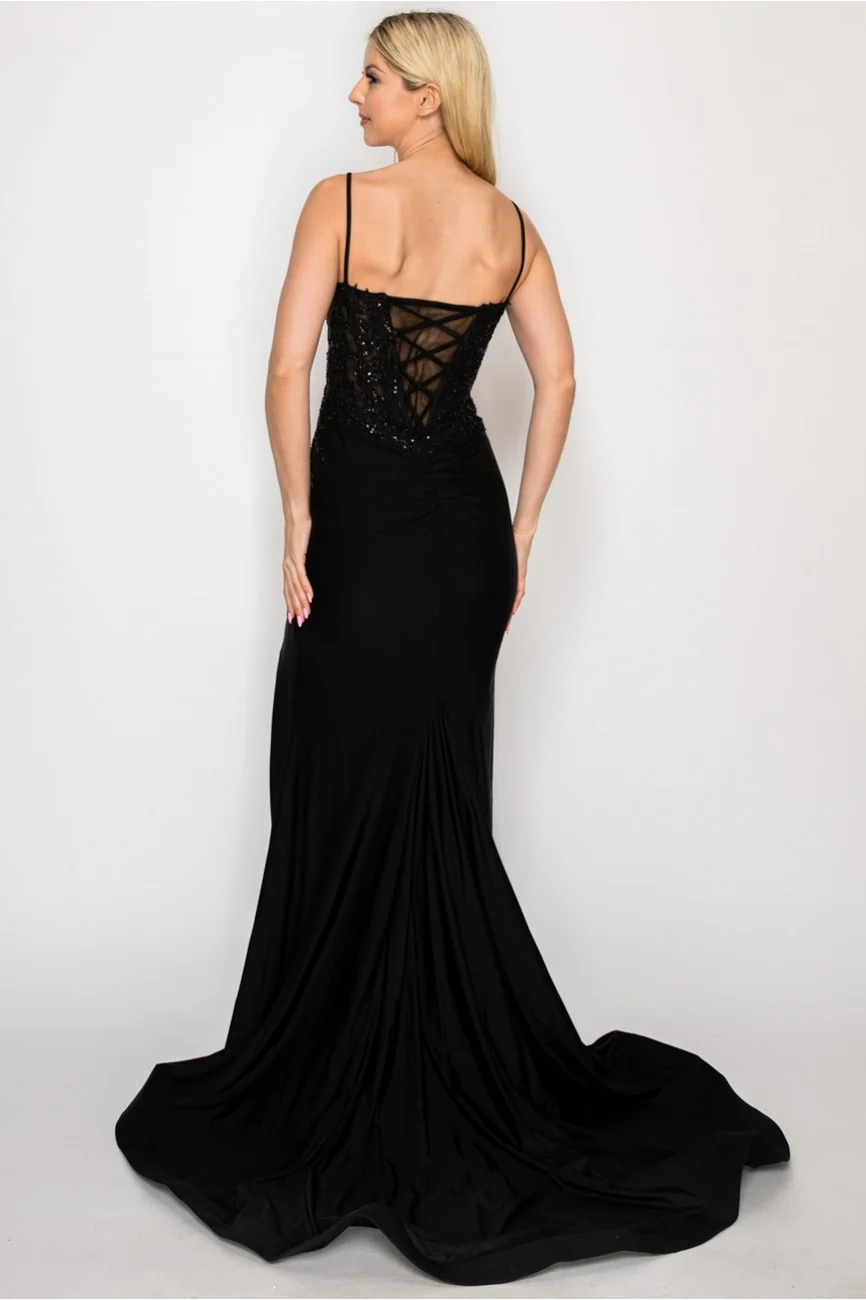 High Couture HC1007 Fitted Prom Long Formal Beaded Evening Gown - Primitiveus