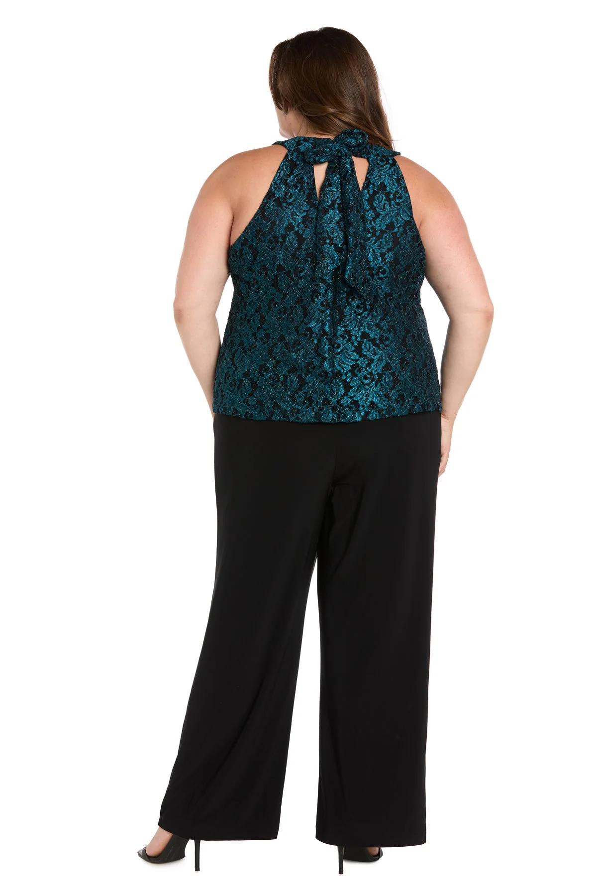 R&M Richards 4212W Long Glitter Lace Formal Plus Size Jumpsuit - Primitiveus