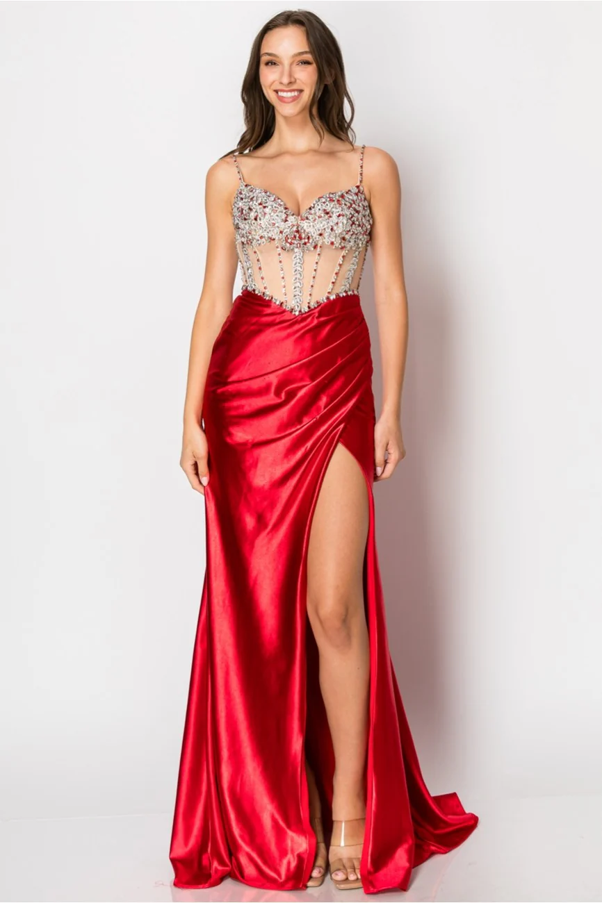 High Couture NR2405 Fitted Long Formal Slit Evening Dress - Primitiveus