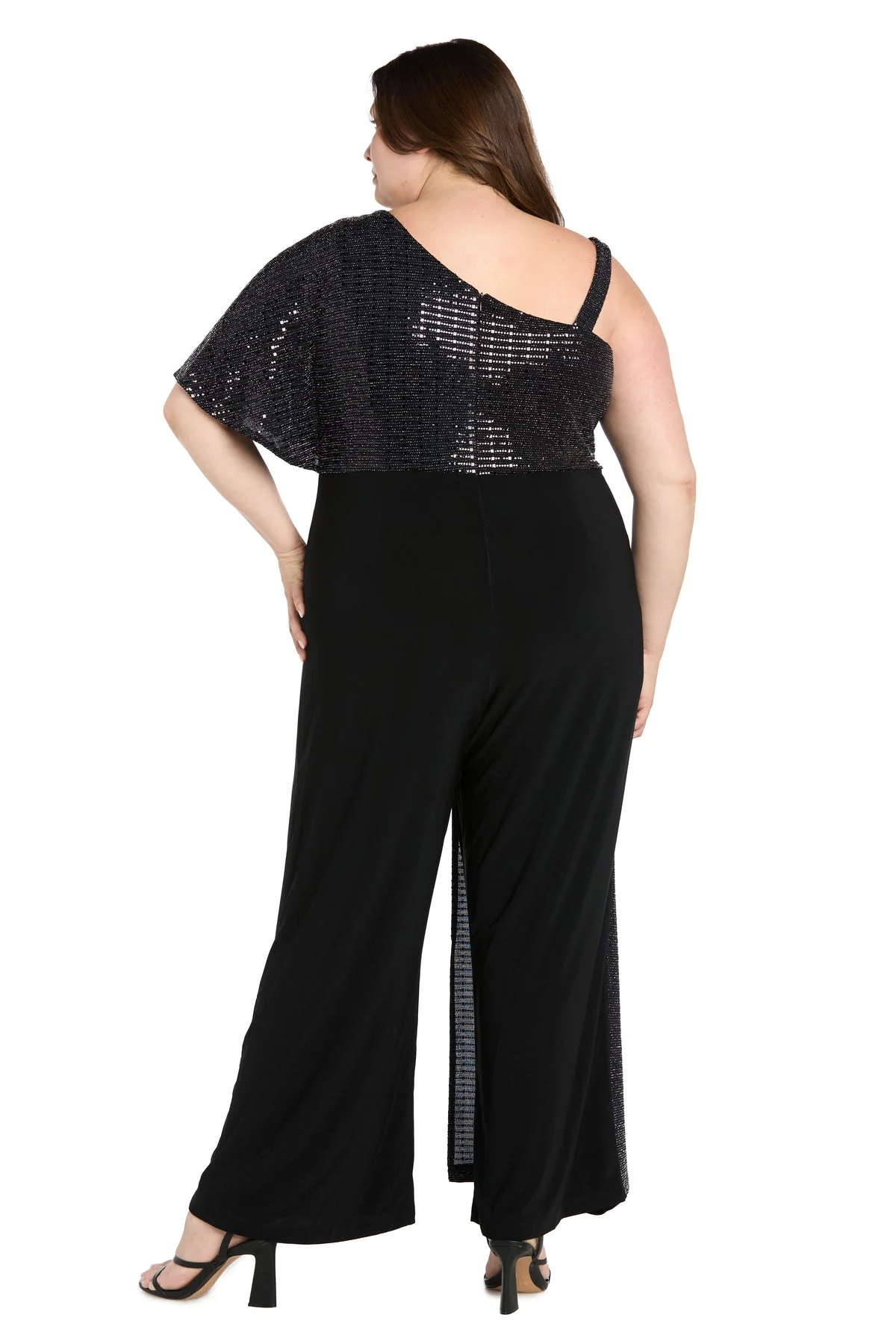 R&M Richards 5871W Metallic Long A Line Formal Plus Size Jumpsuit - Primitiveus