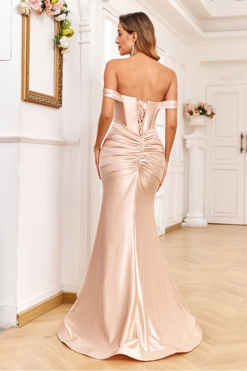 High Couture HC1019 Fitted Formal Long Pleated Prom Dress - Primitiveus