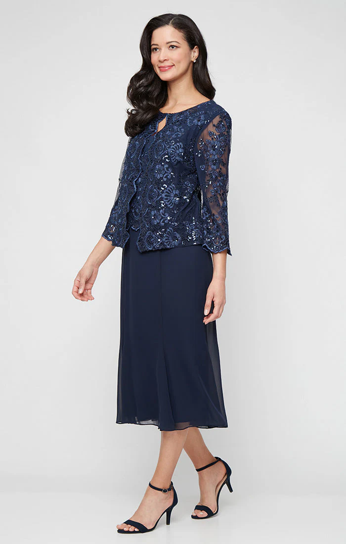 Alex Evenings 81171826 Sequin Mother of the Bride Jacket Midi Dress - Primitiveus