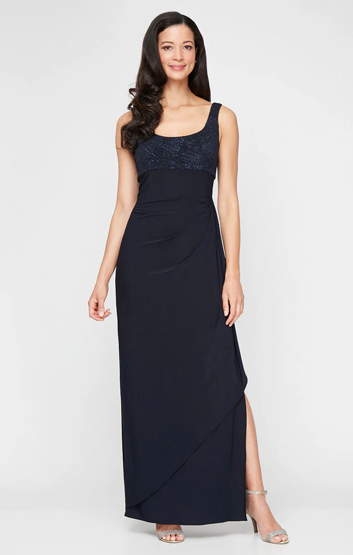 Alex Evenings 225196 Petite Glitter Long Mother of the Bride Bolero Jacket Dress - Primitiveus