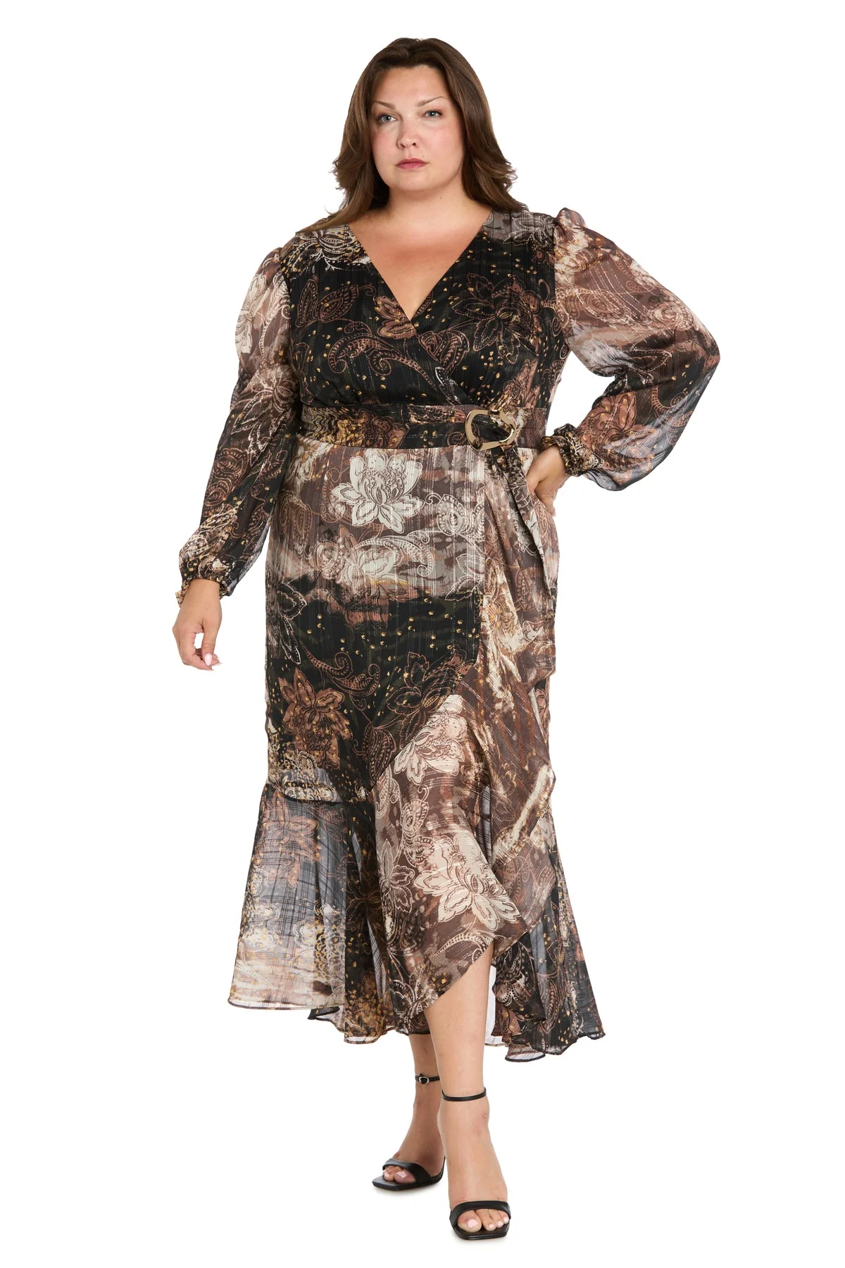 R&M Richards 4176W Short Plus Size Midi Length Dress - Primitiveus
