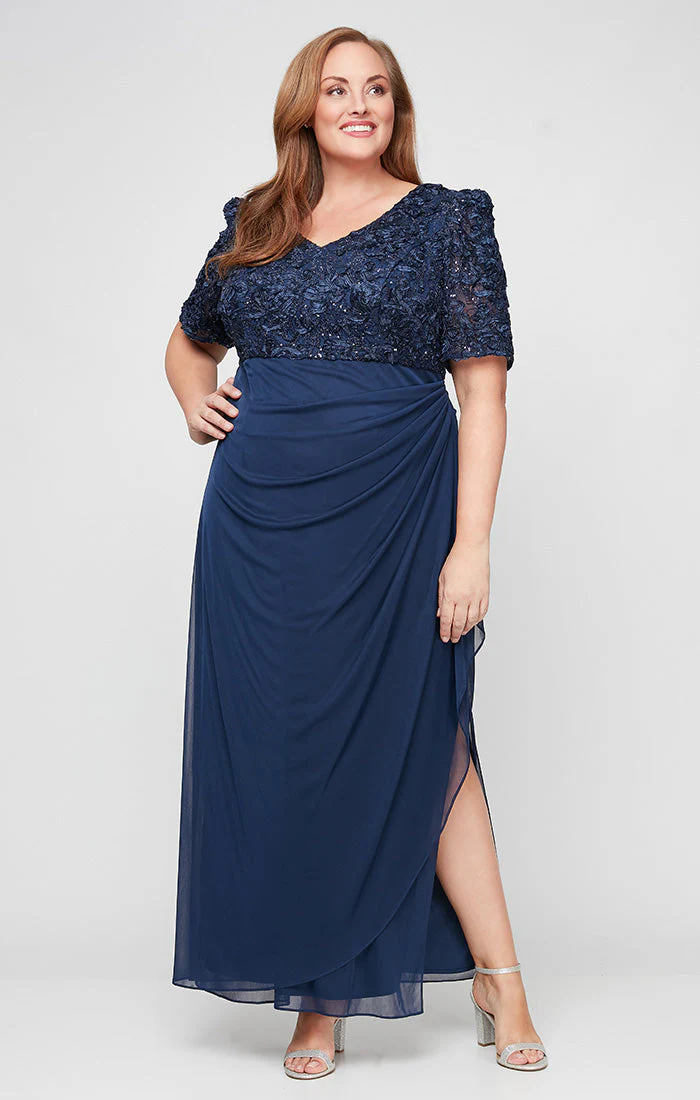 Alex Evenings 84122633 Long Formal Plus Size Ruffle Evening Dress - Primitiveus