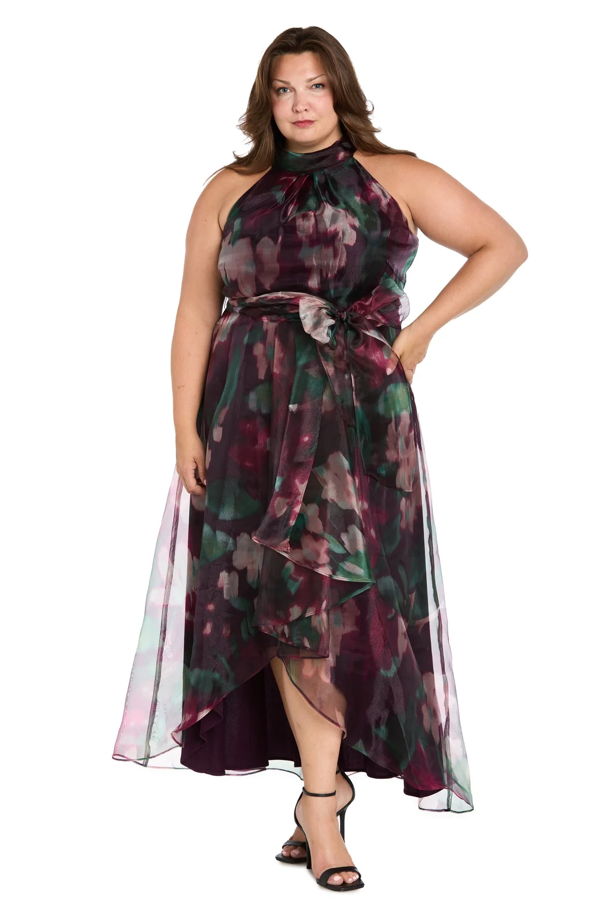 R&M Richards 3715W High Low Floral Print Formal Plus Size Dress - Primitiveus