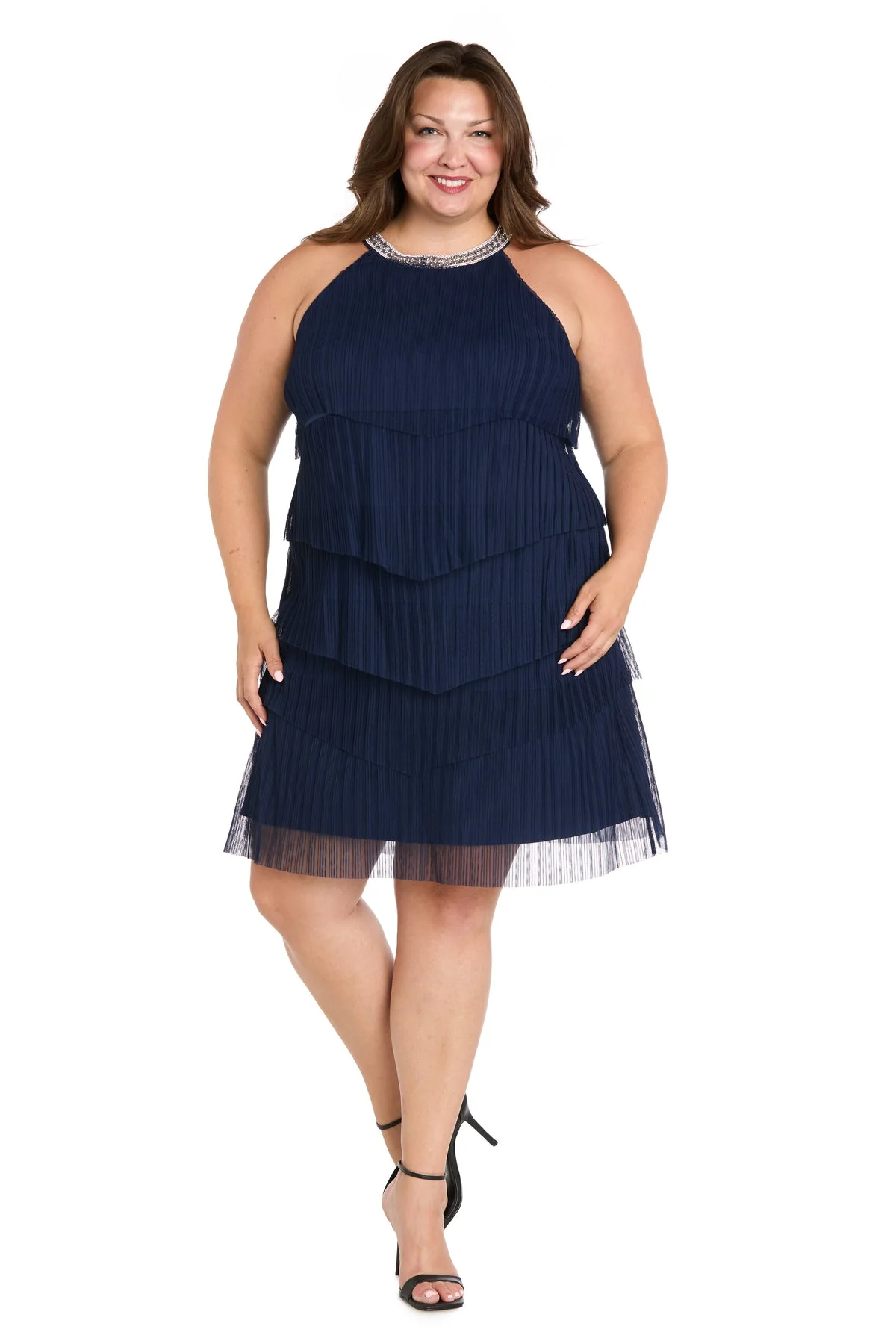 R&M Richards 3744W Homecoming Short Ruffle Cocktail Plus Size Dress - Primitiveus