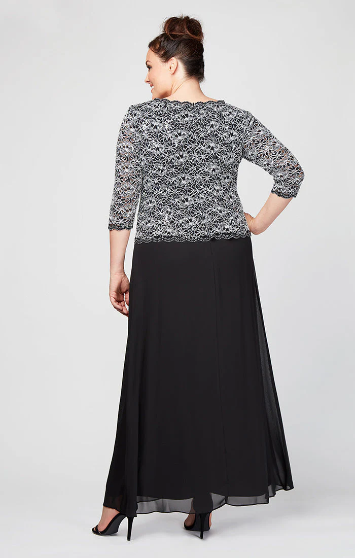 Alex Evenings 412784 Long Two Piece Plus Size Sequin Lace Dress - Primitiveus