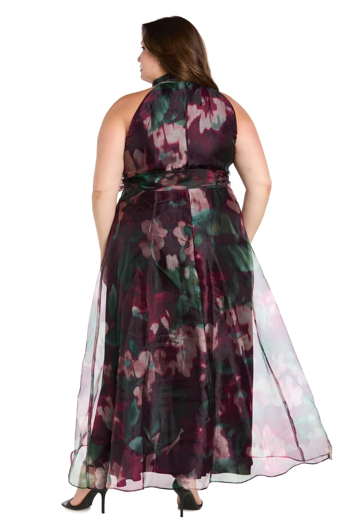 R&M Richards 3715W High Low Floral Print Formal Plus Size Dress - Primitiveus
