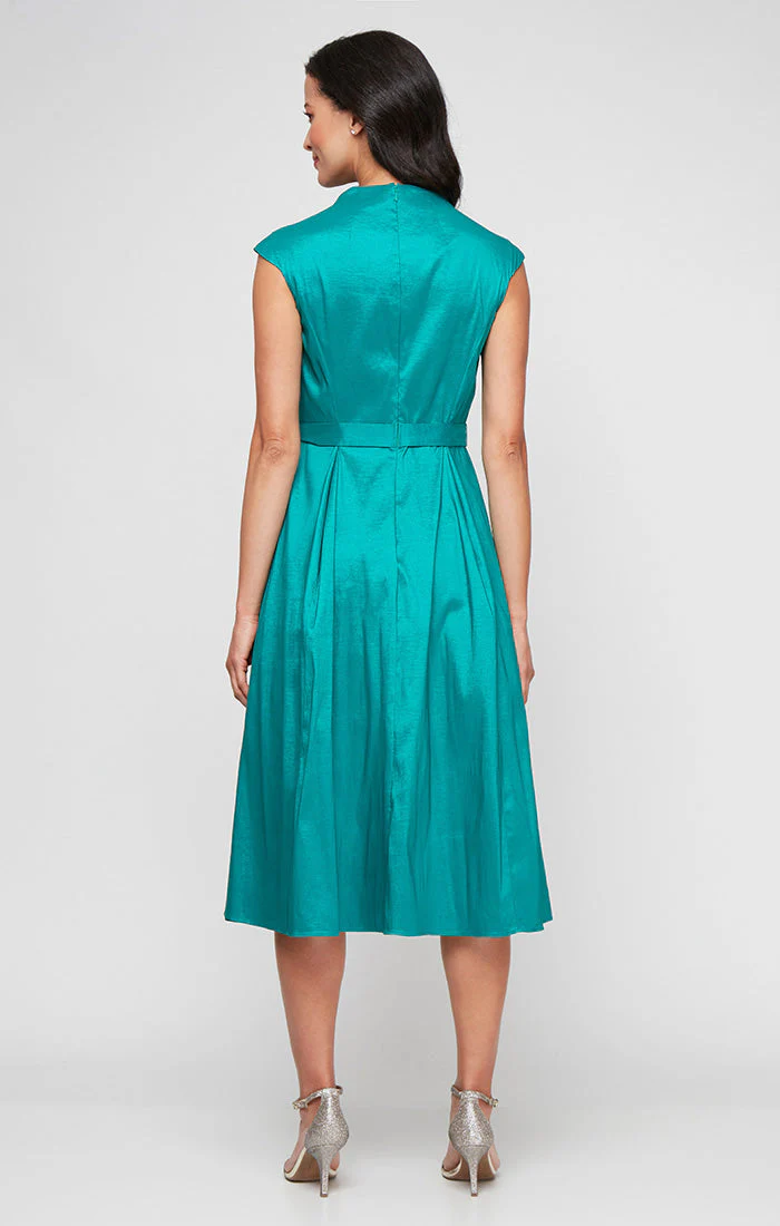 Alex Evenings 8266698 Short Petite Cocktail A Line Tea Length Dress - Primitiveus