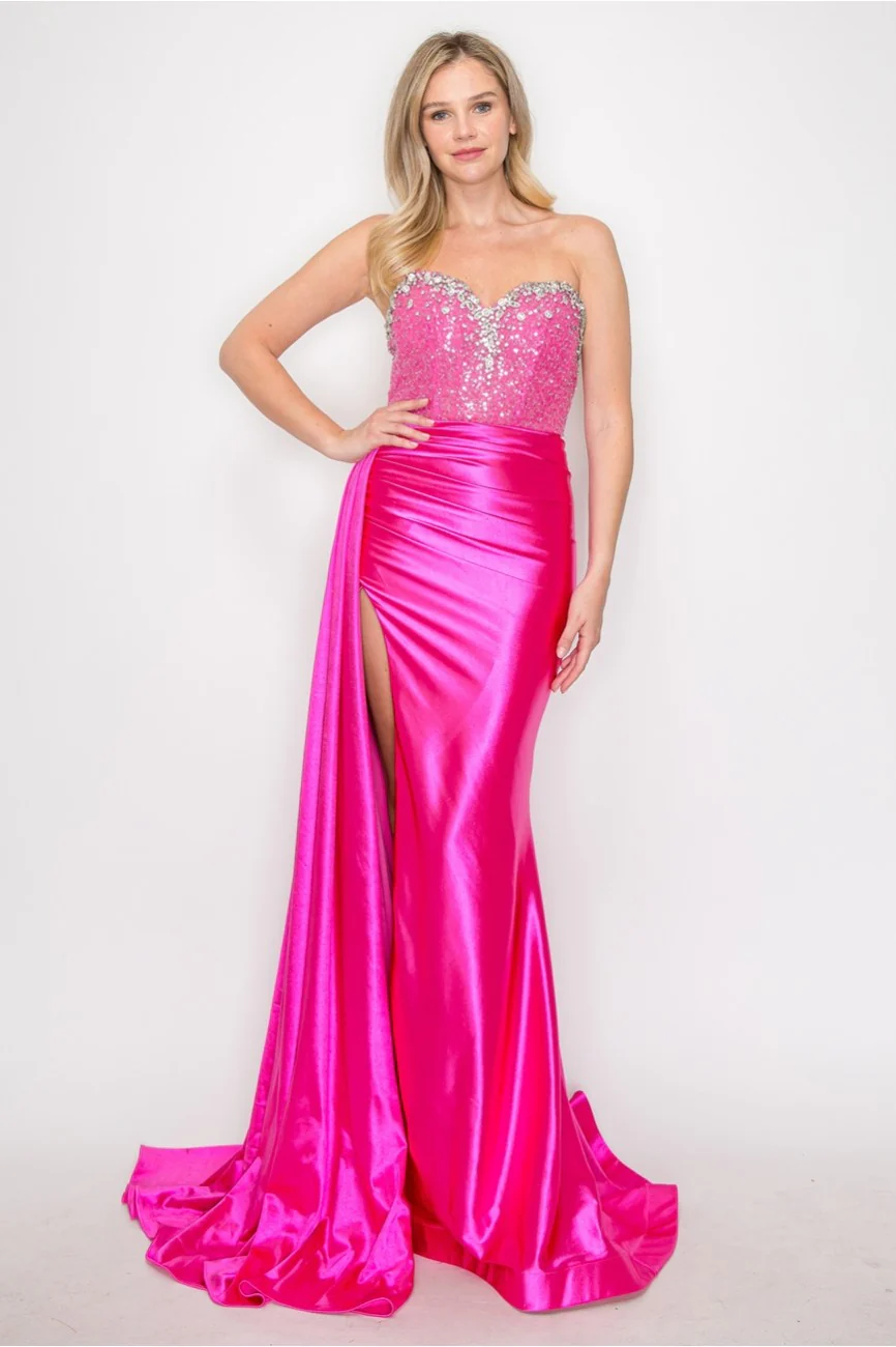High Couture MJ1004 Long Formal Beaded Corset Prom Gown - Primitiveus
