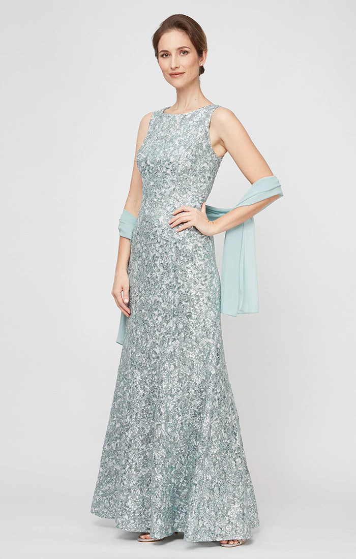 Alex Evenings 81122556 Long Formal Evening Lace Dress - Primitiveus