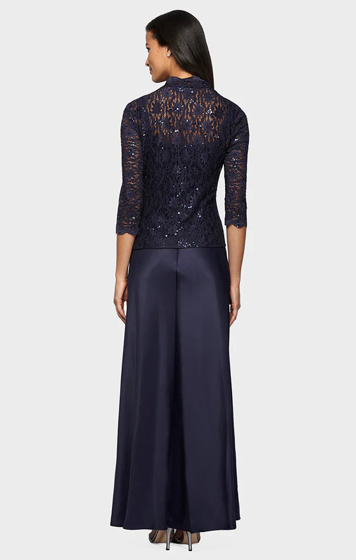 Alex Evenings 1121198 A Line Long Mother of the Bride Sequin Lace Jacket Dress - Primitiveus