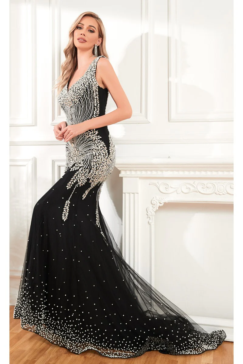 High Couture NR2341 Fitted Long Formal Evening Dress - Primitiveus