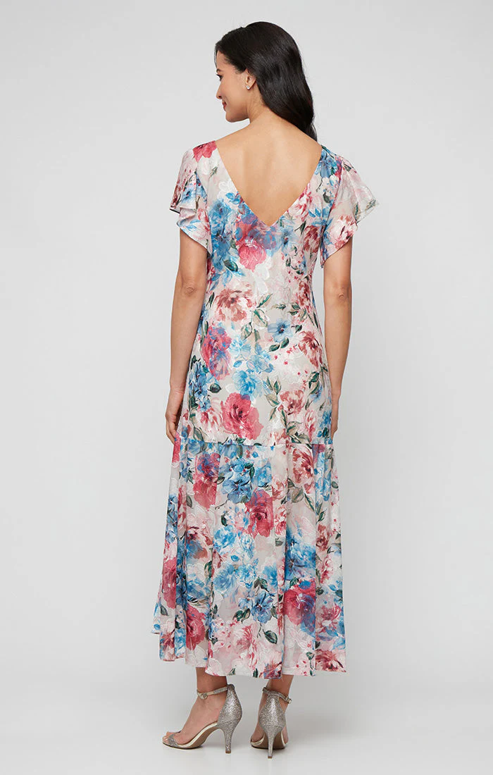 Alex Evenings 8175965  Mother of the Bride Formal Printed Tea Length Dress - Primitiveus